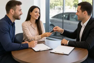 Profissional preenchendo documentos para transferência de veículo.